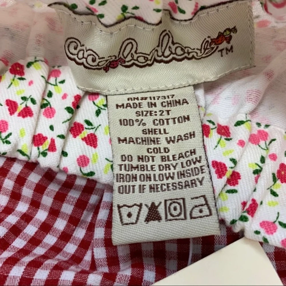 NWT Coco Bonbons Tiered Gingham Floral Skirt 2 2T